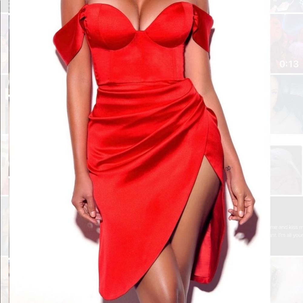 Red Satin Dress (Miss Circle) perfect for the holiday season
